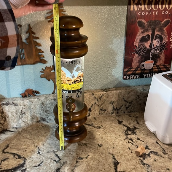 Vintage Bar Bottle Dispenser Wine Liquor VINO Decanter Glass Wood Spigot WORKS - Picture 7 of 16